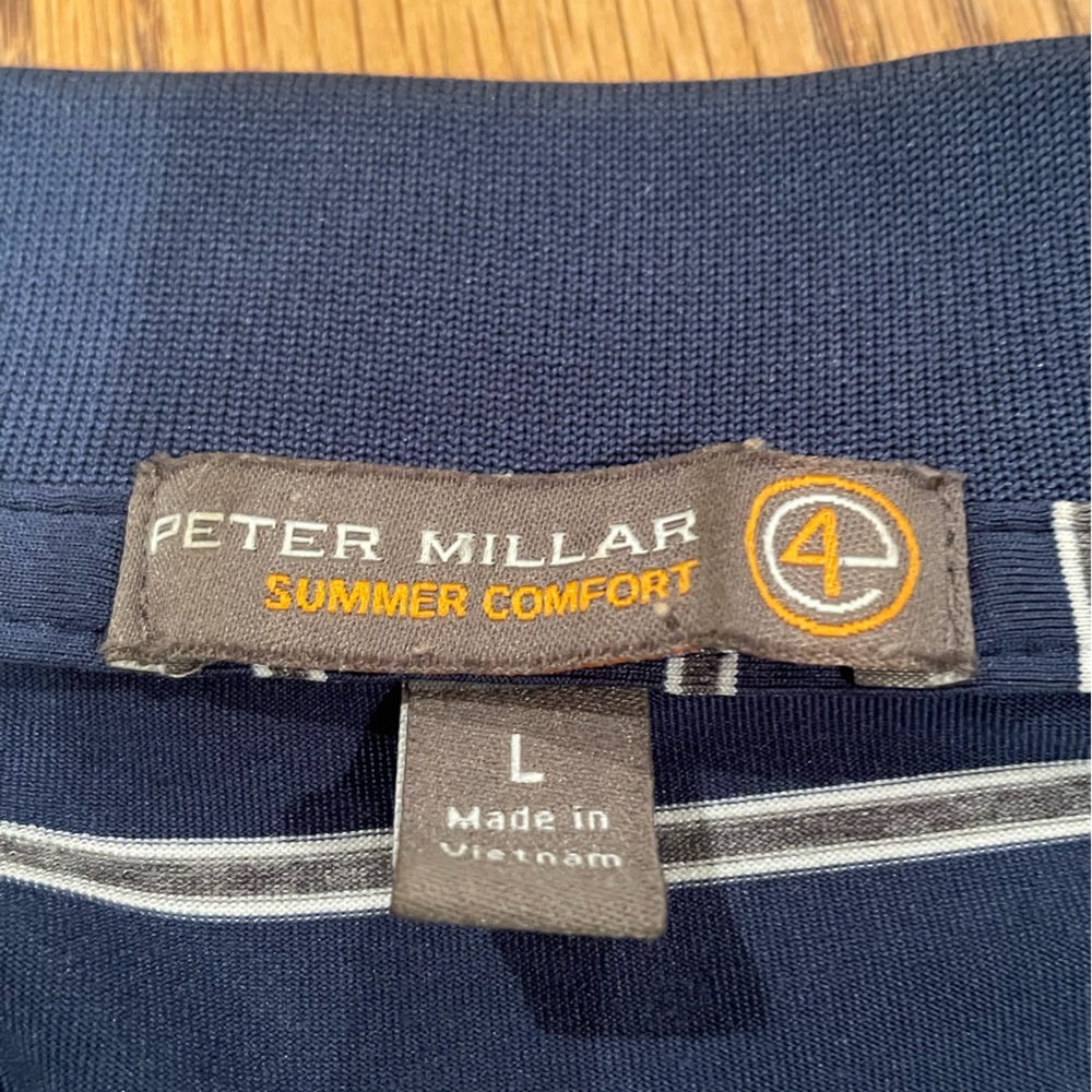Peter Millar Navy Striped Polo Shirt - Picture 2 of 3